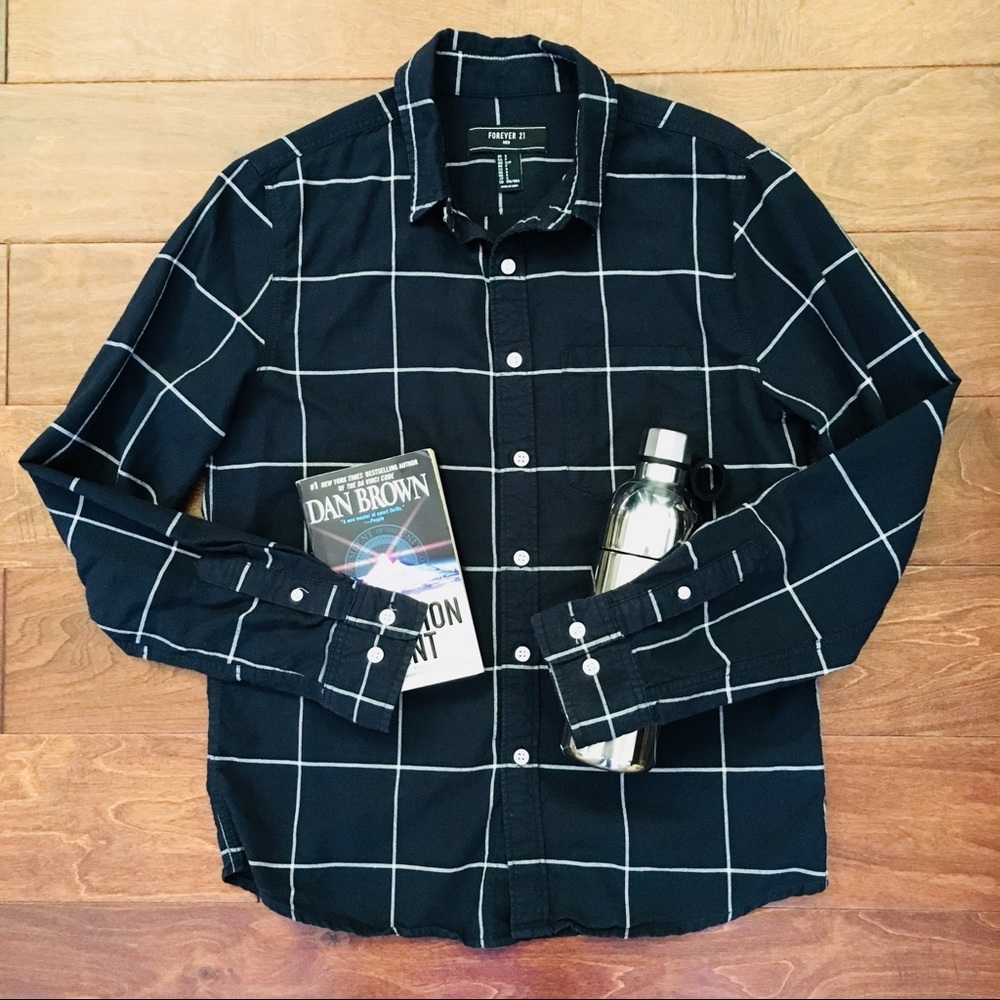 F21 Black Button-down
